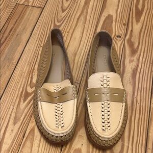Pilcro Tan and Cream Woven Loafers